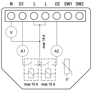 Shelly Plus 2PM internal diagram